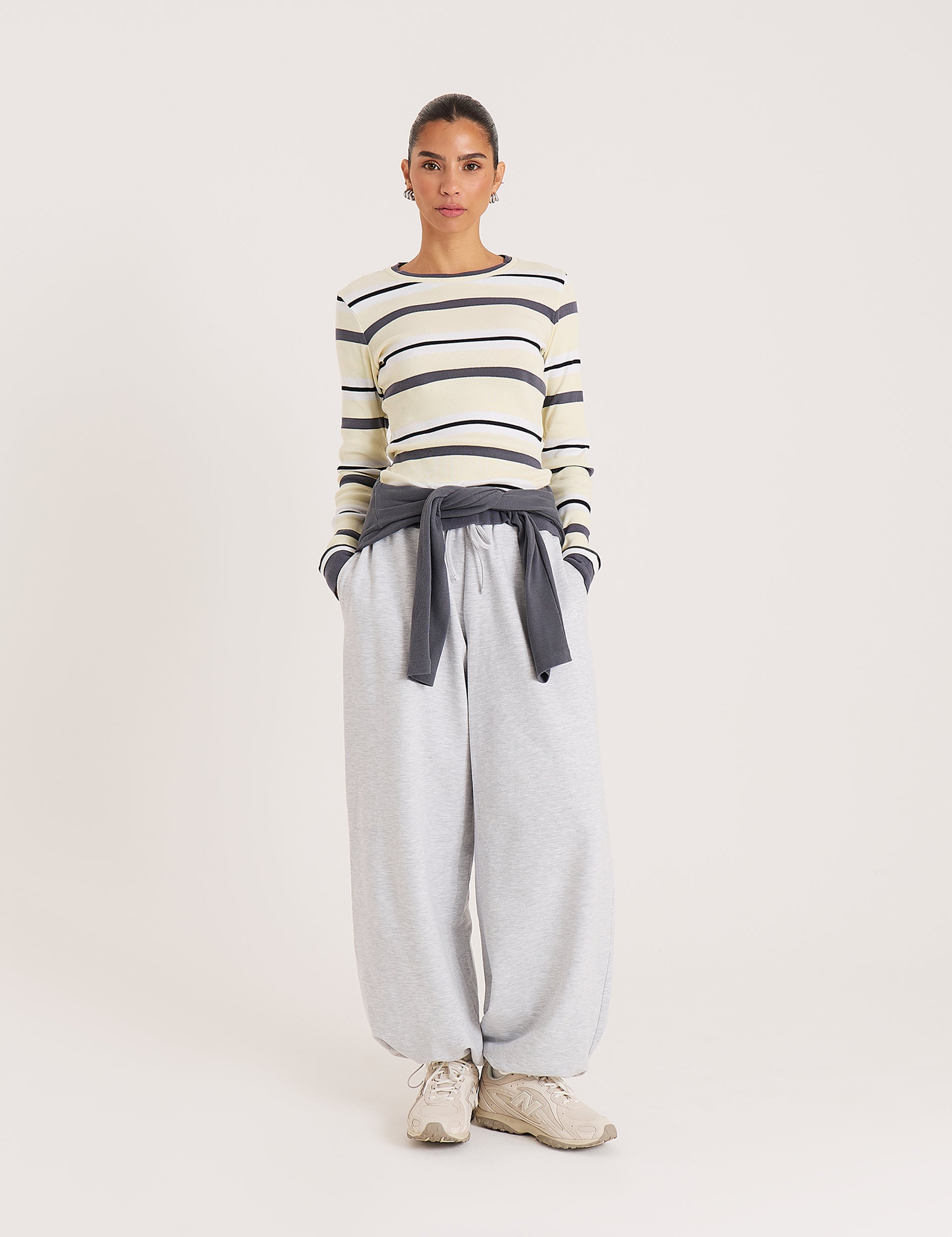 Yellow Stripe Long Sleeve Jersey Top